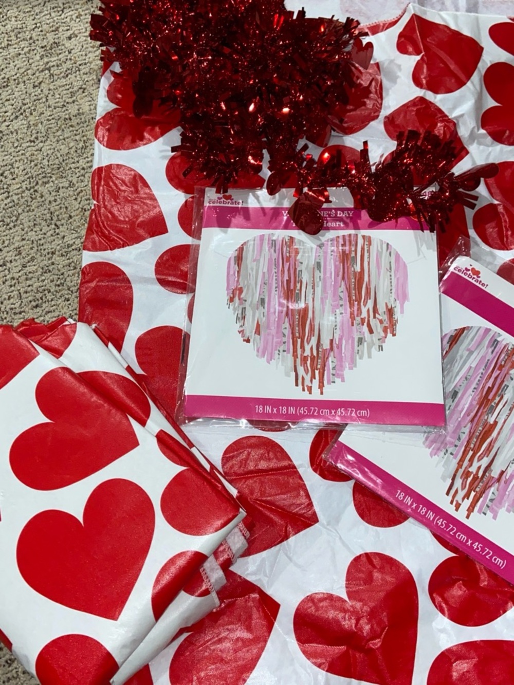 Valentine's Heart Fringe Party decor - Red and Pink